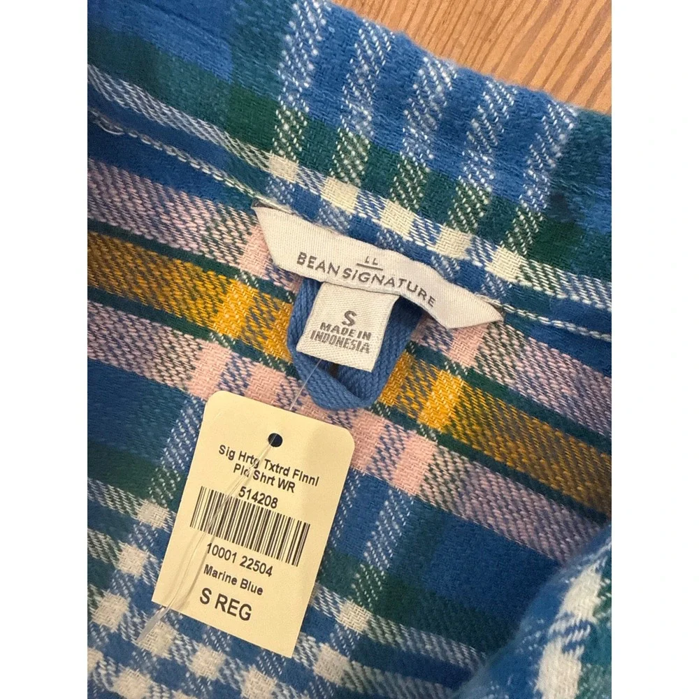 L.L. Bean‎ Signature Flannel Shirt Men's Small Plaid Blue Heritage Button Up - Picture 2 of 6
